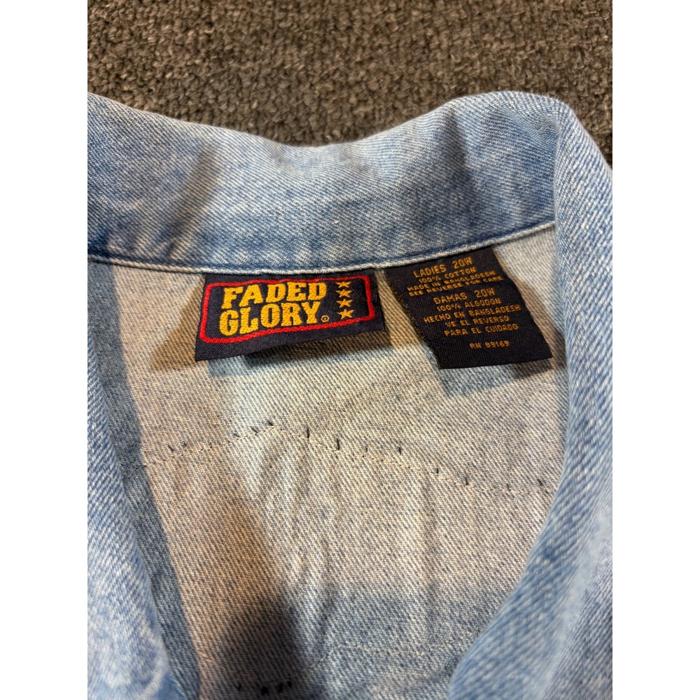 Faded Glory Womens 20W Denim Vest Harley Davidson Patch Eagle Light Wash Zip Up - Picture 5 of 10